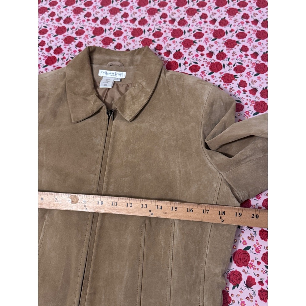 Coldwater Creek Womens Tan Suede Leather Full Zip Jacket Tan Brown Size L d3 - Picture 6 of 7